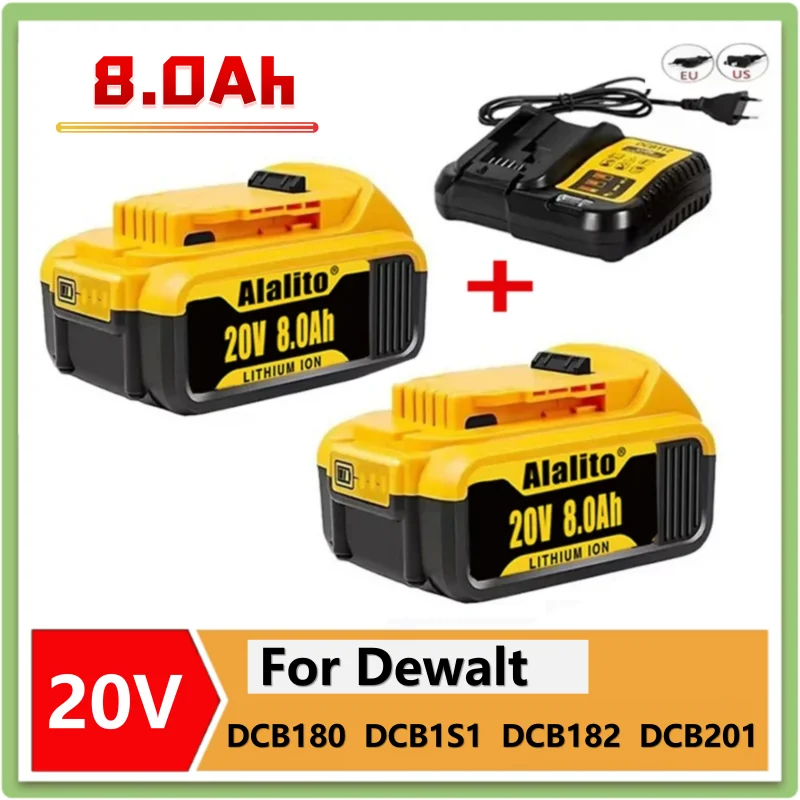 20V 6Ah/8Ah/12Ah Lithium Battery Compatible For Dewalt’s series of DCBP034/DCBP520, POWERSTACK Compact Battery for 18V/20V Tools