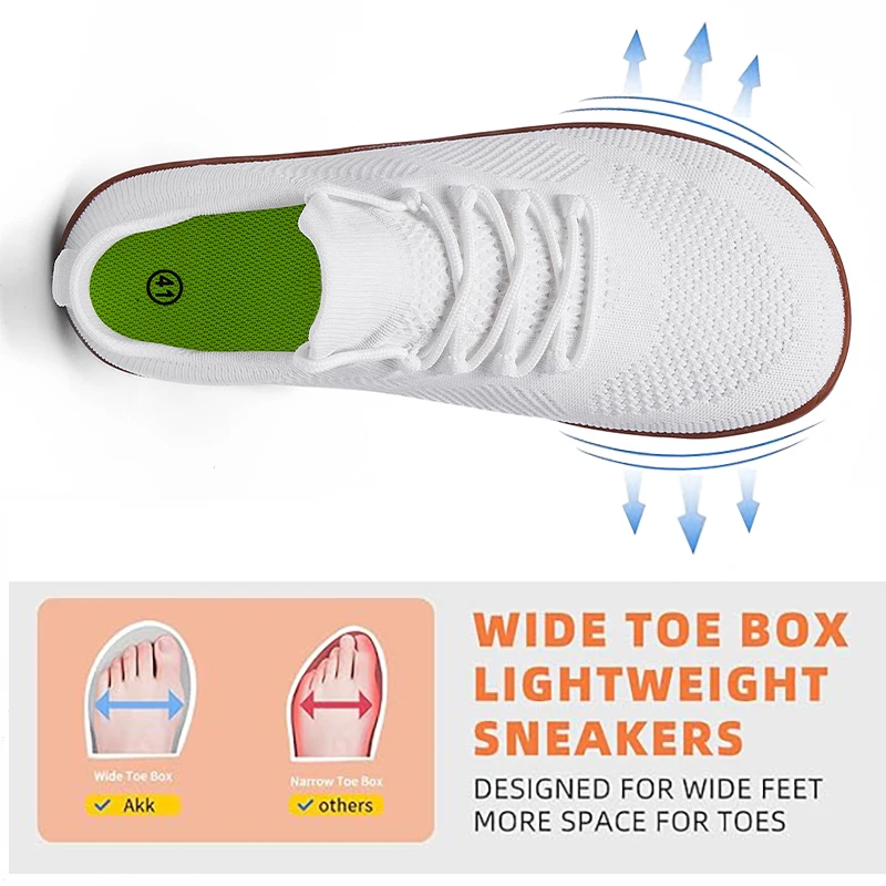 Men's Barefoot Shoes Breathable Zero Drop Sole Casal Sneakers Men Wide Width Casual Shoes Plus Size