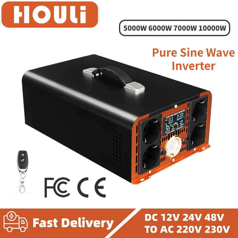 Inverter 12v 220v european plug 5000w 6000w 7000w 10000w car converter remote control 50hz power voltage transformer