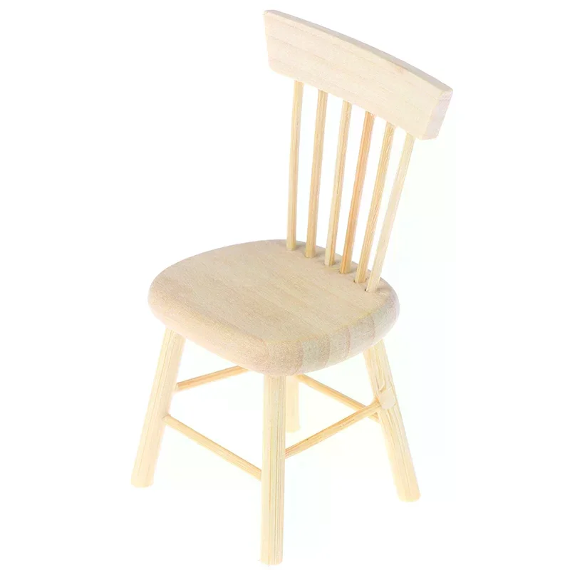 1/12 دمية أثاث مصغر كرسي خشبي كرسي مرتفع ملحقات بيت الدمى