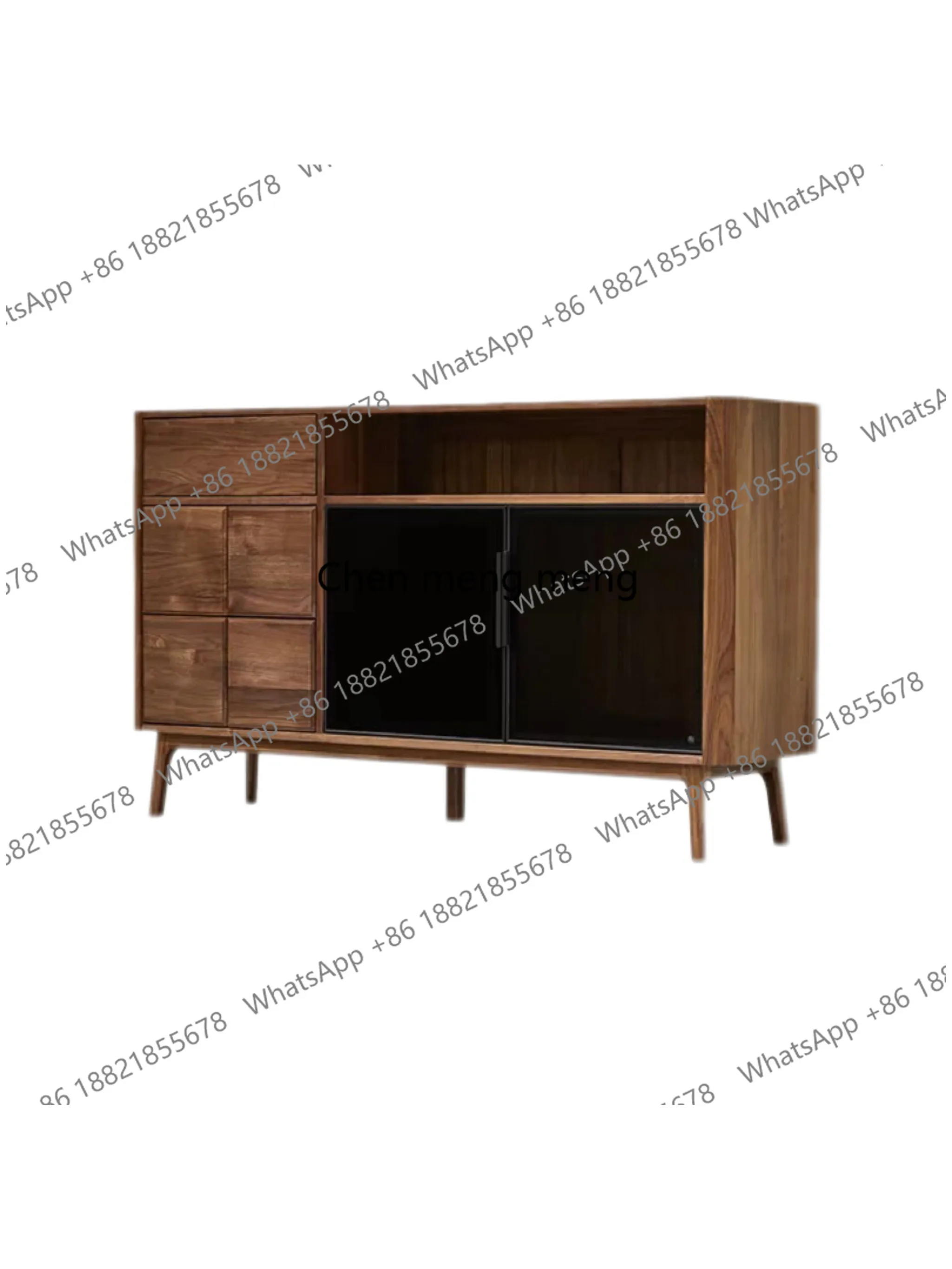 Solid wood dining side cabinet retro display, storage, simple living room side cabinet