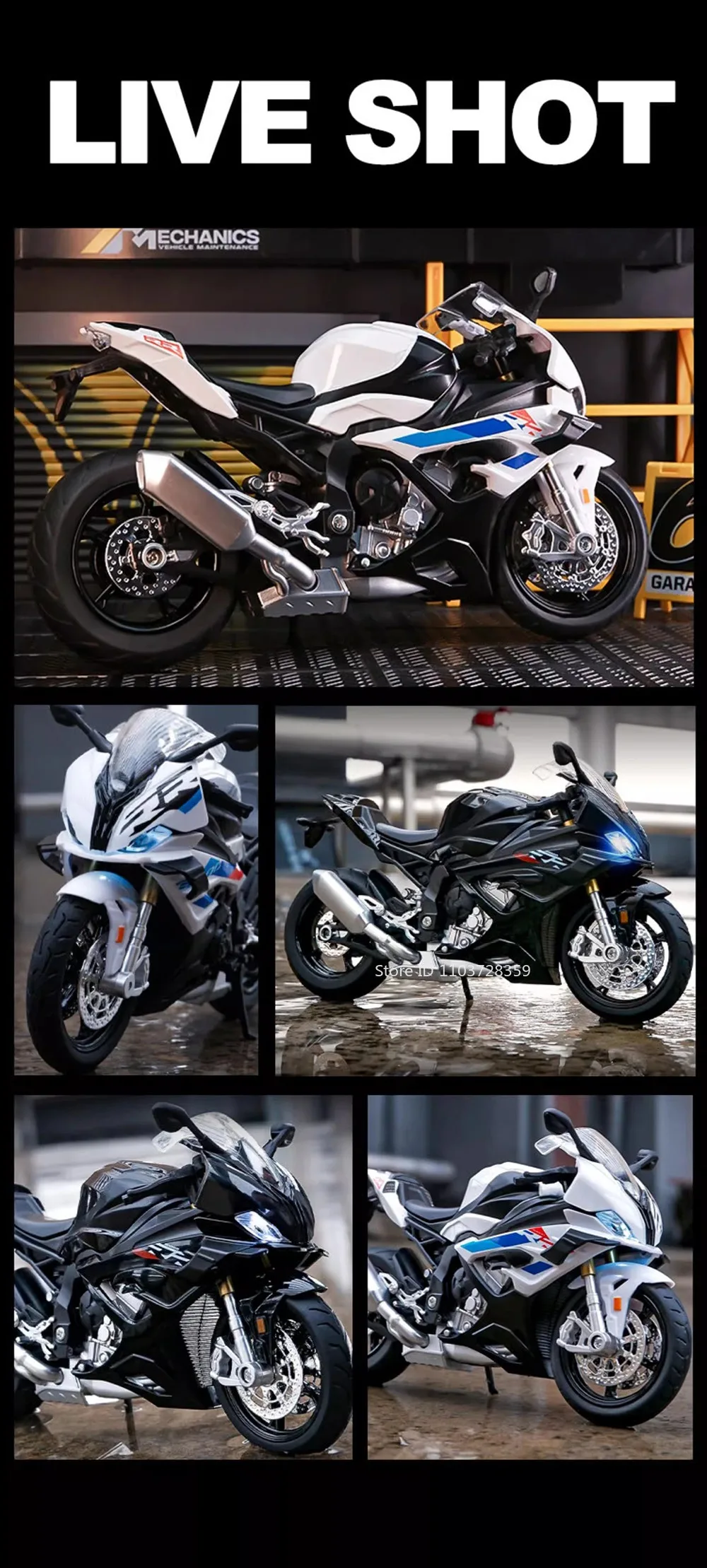1:12 RRS1000 S1000RR Spielzeugmodell Motorräder Legierung Diecast Motorräder Stoßdämpfung Vorderrad Lenkung Gummireifen Jungen Geschenk – Detail 11