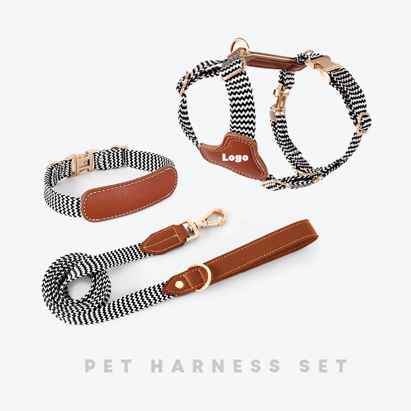 Luxury Leather Pet Collars Leashes Harnesses Harness for Dog