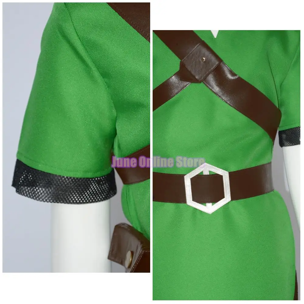 Disfraz de Cosplay Skyward Sword Link, uniforme verde, pantalones, sombrero, guantes, capa, ropa para niños, traje de Halloween