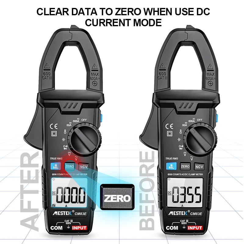 Mestek Digital Multimeter AC/DC Current 600A NCV 6000 Counts DC Current Clamp Smart DC Current meter amerimetrica Plier ammeter