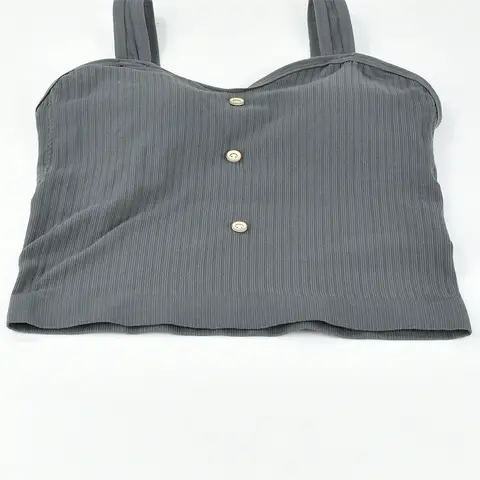 नई महिलाओं की सेक्सी बिना आस्तीन वाली निट क्रॉप टॉप बिल्ट-इन ब्रा पैड्स समर फैशन सॉलिड कलर बटन-अप स्लिम फिट बेली-बारिंग वेस्ट 8 best sales ऊपर पिन अप करें - №4