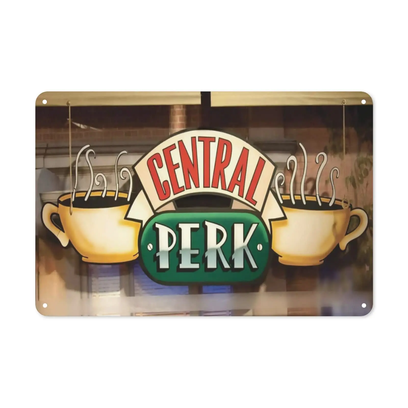 Metal Sign Central Perk Cafe Painting Friends Tv Show Tin Sign Vintage Bar Man Cave Garage Kitchen Home Wall Decoration Art Sig