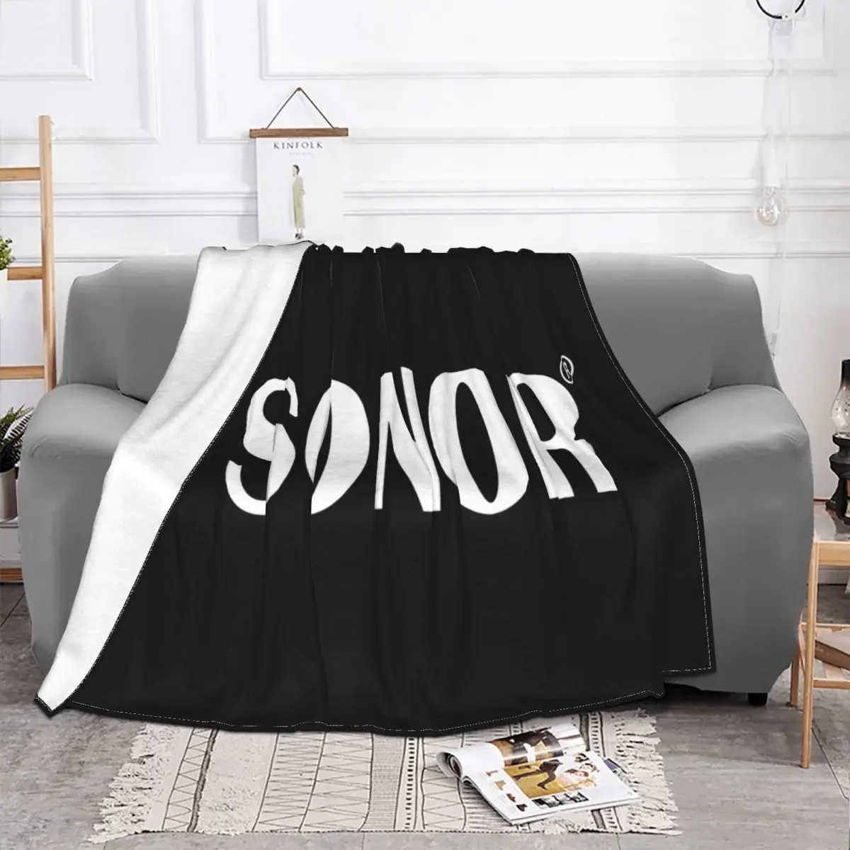 Sonor Drums Guitar Music Logo Popular Tees Black And White S 3Xl Aesthetic Hipster Normal Plus Size Throw Blanket