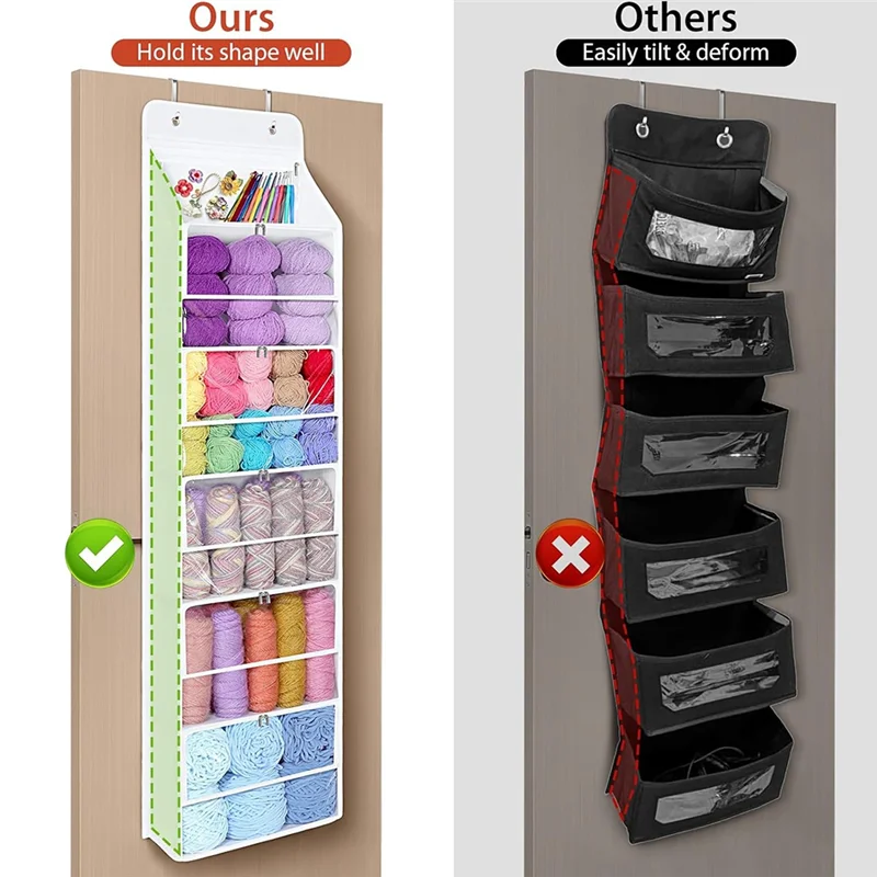 

A76X-Large Capacity Knitting Organizer With 6 Zipper Closure Compartments, Hanging Yarn Storage Organizer