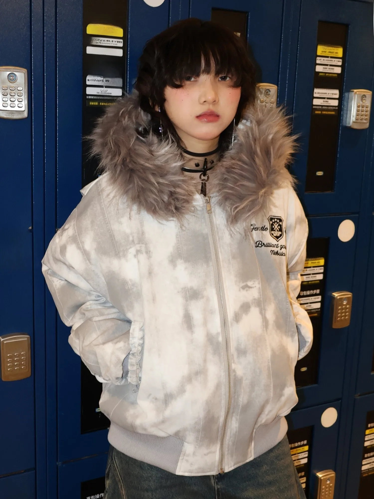 

Утепленная хлопковая куртка-худи в американском стиле для женщин и мужчин, свободного кроя, теплая, в стиле High Street, цвет Cloud Mist