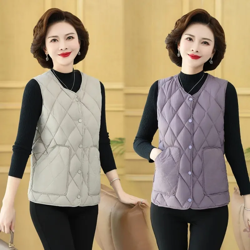 Gilet en coton à la mode pour femmes, vêtements d'hiver, gilet fin sans manches, polyvalent, couleur unie, automne