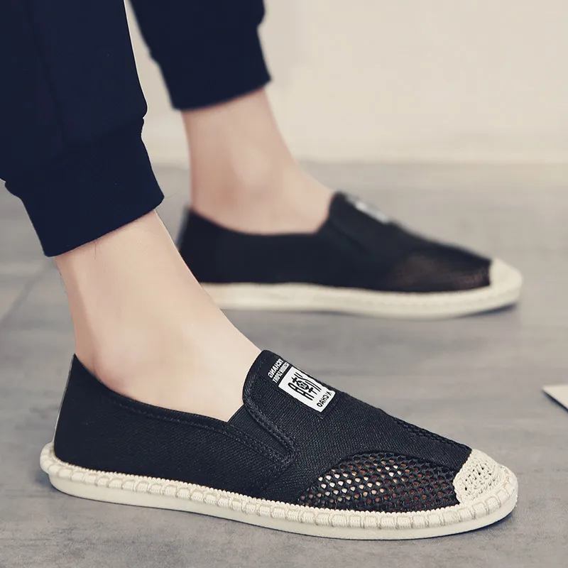 2023 Linen Breathable Casual Flats Shoes Mens Espadrilles Loafers Fashion Slip on Canvas Shoes Fisherman Driving Footwear