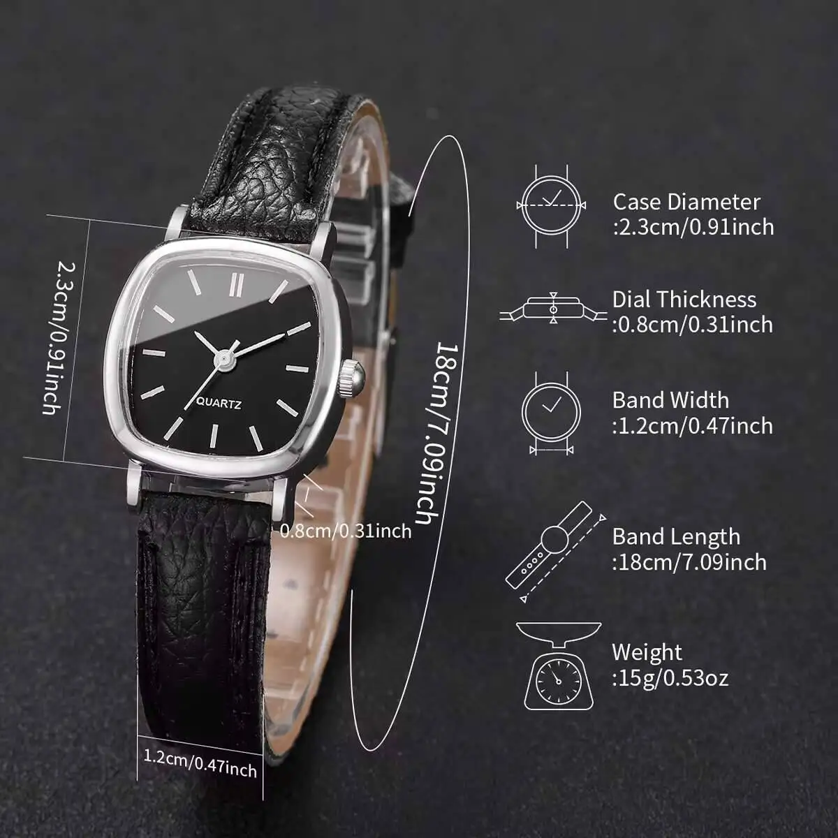 Conjunto de relojes cuadrados a la moda para Mujer, Reloj de cuarzo con correa de cuero y esfera pequeña Simple, Reloj para Mujer (sin caja), 2 uds.