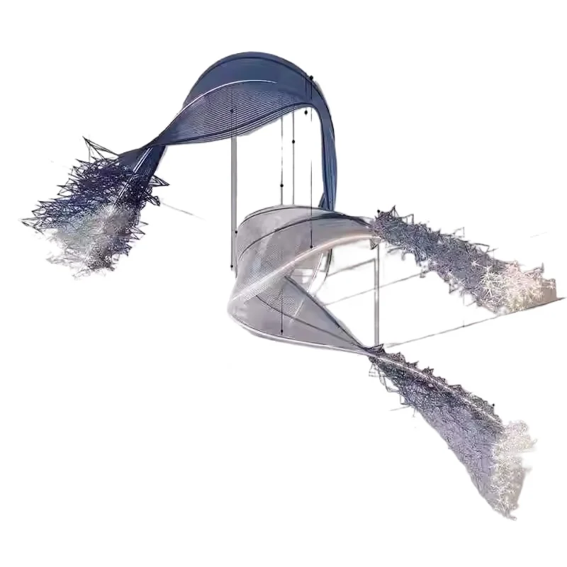 

Villa beauty salon exhibition hall personalized streamer light, metal mesh chandelier, hotel lobby famous creative