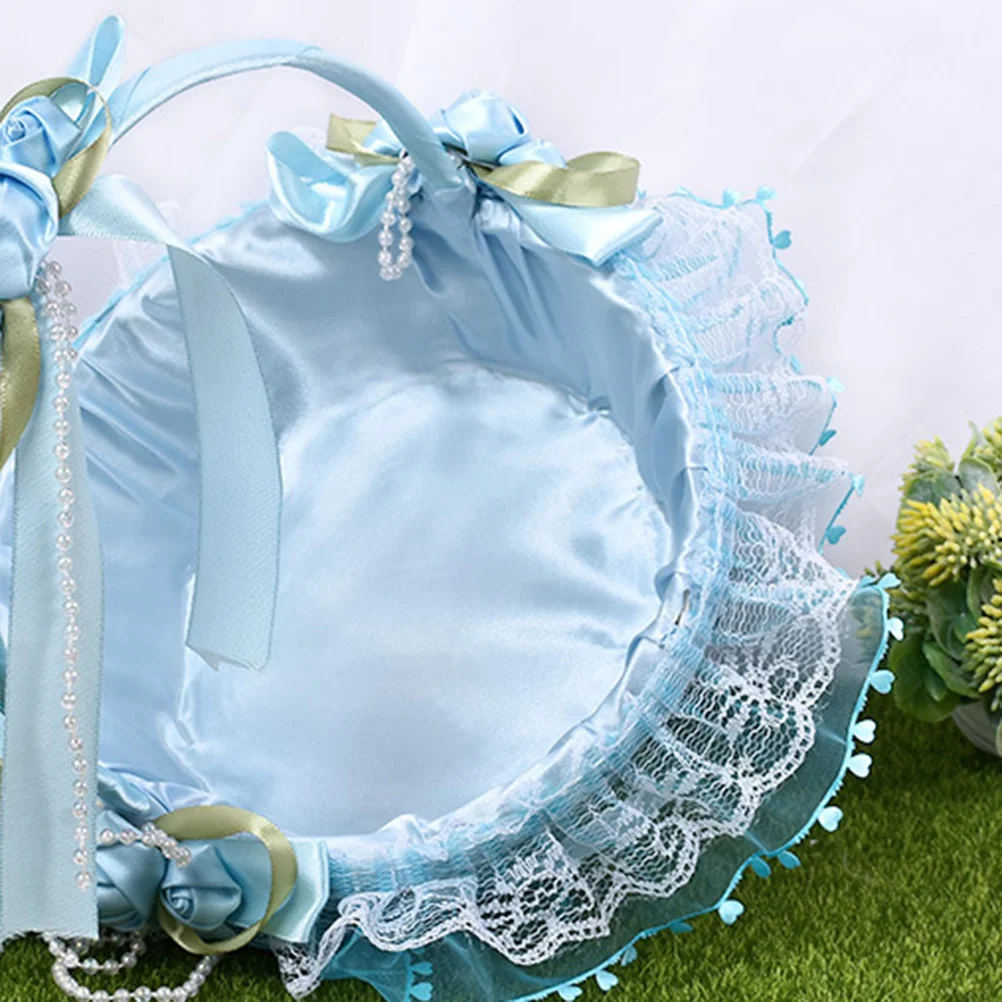 

s Wedding Handheld Flower Basket for Kids Premium Cloth Bowknot Romantic Decoration Holding Flowers Petals Event Use