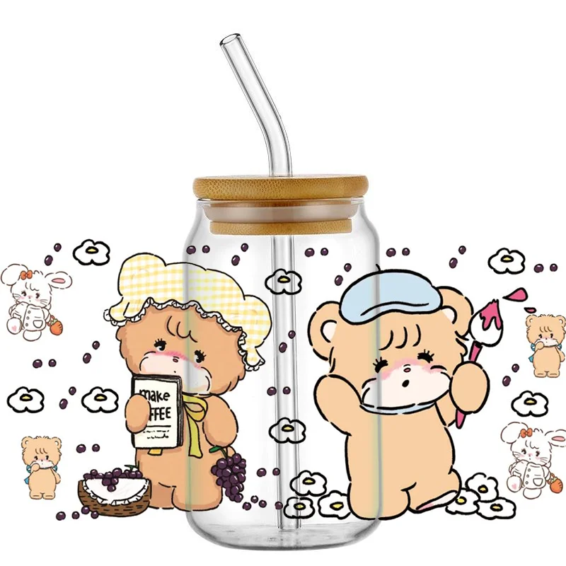 Мультяшные водонепроницаемые наклейки Miniso Mikko с защитой от УФ-излучения, наклейки для кружек, кружек, 3D наклейки для самостоятельной сборки, наклейки для 16 унций, стекло Libbey