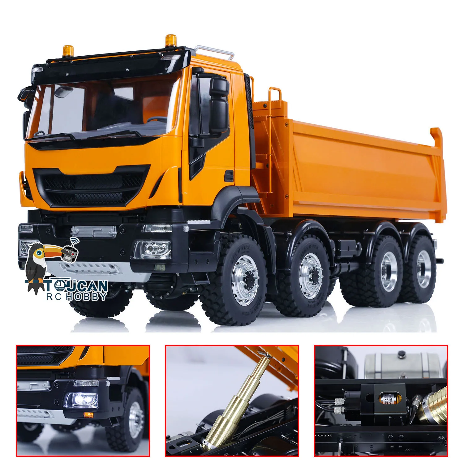 

8X8 LESU 1/14 RC Hydraulic Dump Truck Model Light Sound Systems Remote Control Tipper Dumper Car Painted Toy Gift THZH1711