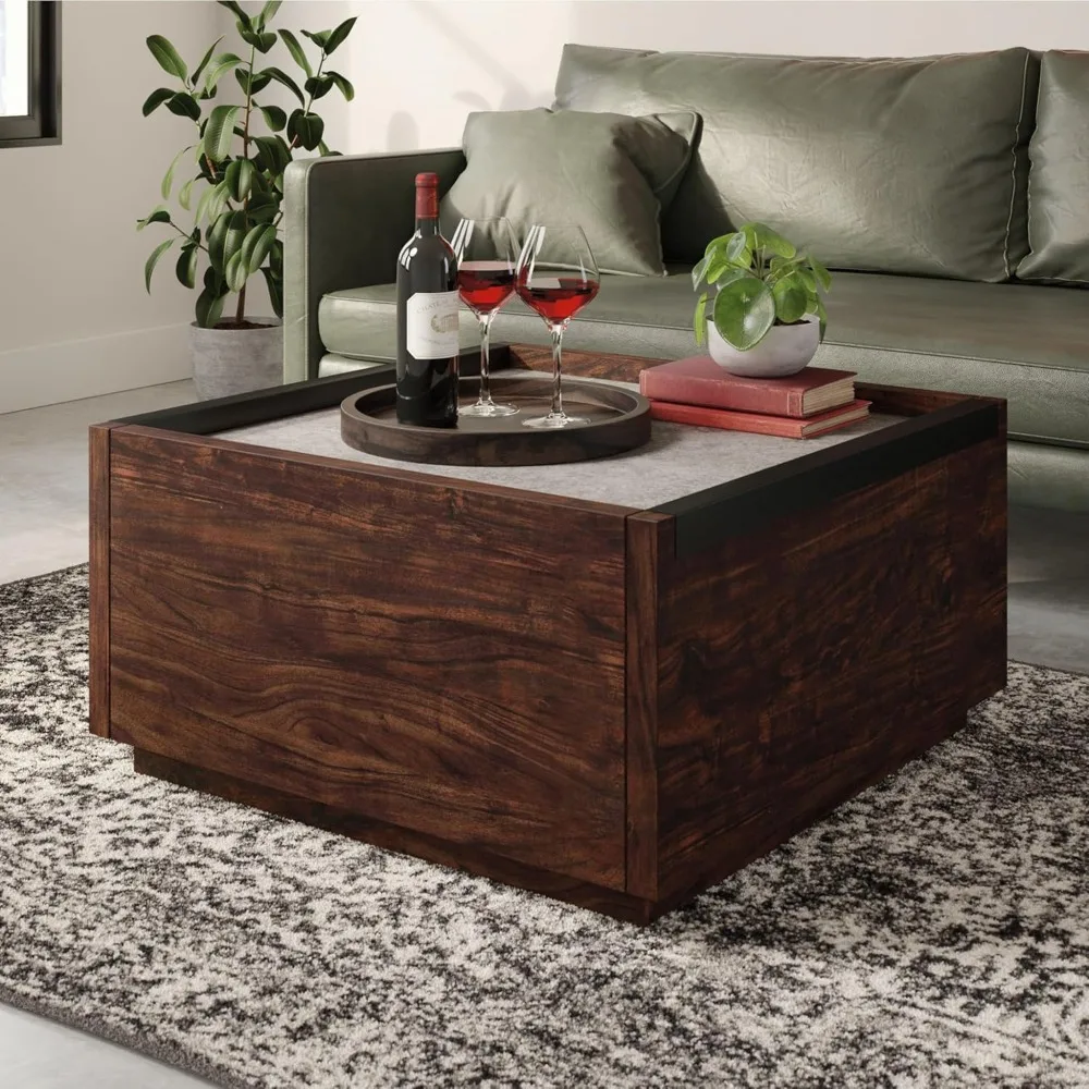 

Modern Square Coffee Table, Rich Walnut Finish