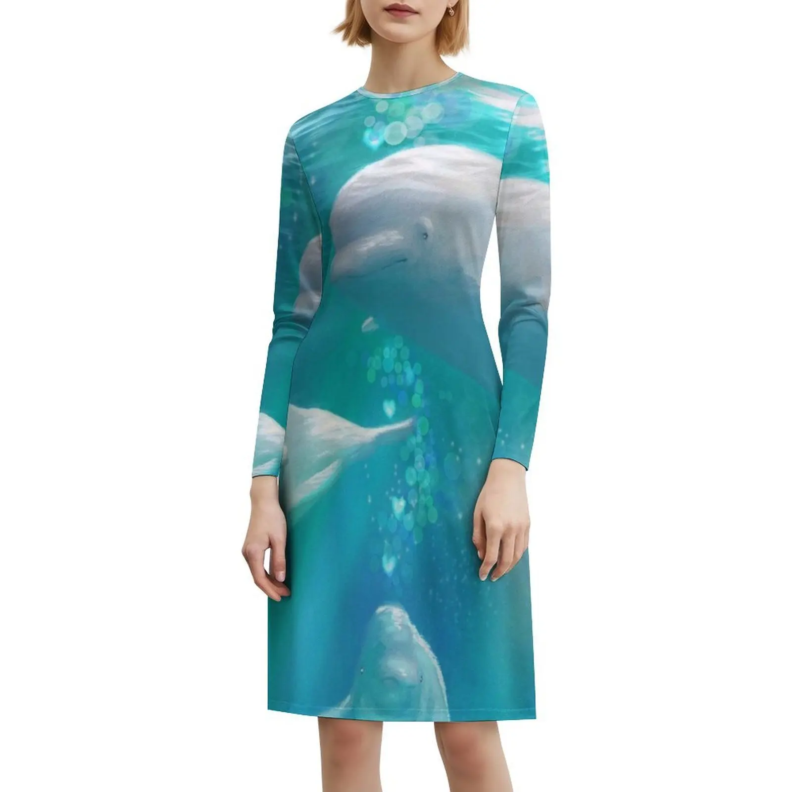 Blue Family Sexy Vacation Dress For Women Beach Party Birthday Mini Dress Whales Whale Undersea Belugas Lemuria Female Clothing