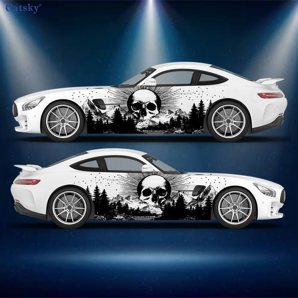 

Black Forest Skull Sun Lines Splash Car Vinyl Wrap Decal Self-adhesive PVC Sticker Suitable for Truck SUV Decor Auto Accessories