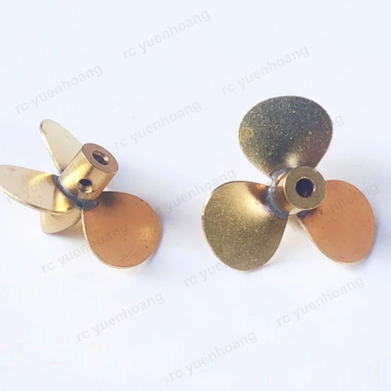 1Pair RC Simulation Ship Model Brushed Motor Props Replacement Outer Dia 24mm Hole M3 3-Blade Paddle Brass Metal Propeller