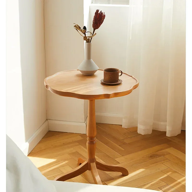 

For Small Round Table Creative Retro French:Home Furniture Bedside Minimalist Tea Stand Cherry Wood Coffee Table