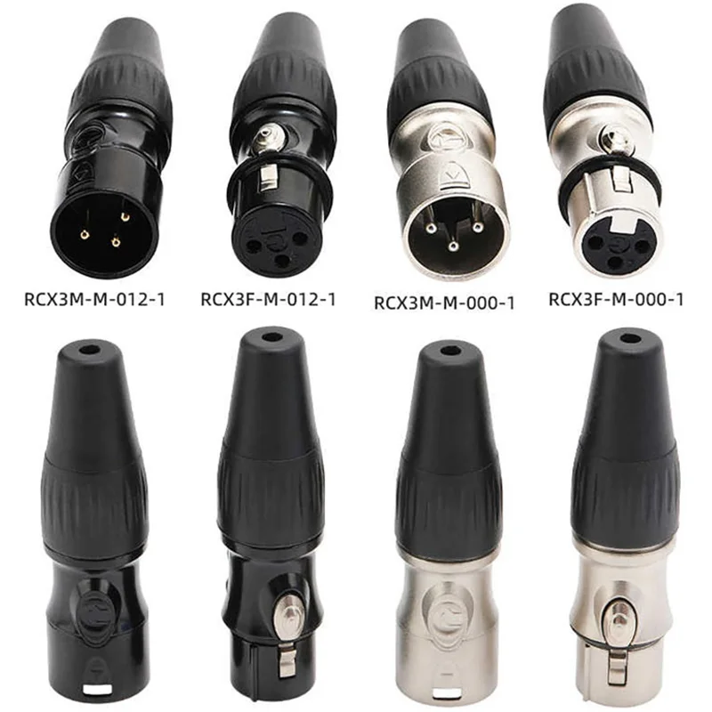 

1/2/3/4/5/10/20pcs XLR 3 Pin Male/Female Audio Microphone Balanced Cable Plug Connector Cable Terminal Black Silver Plug