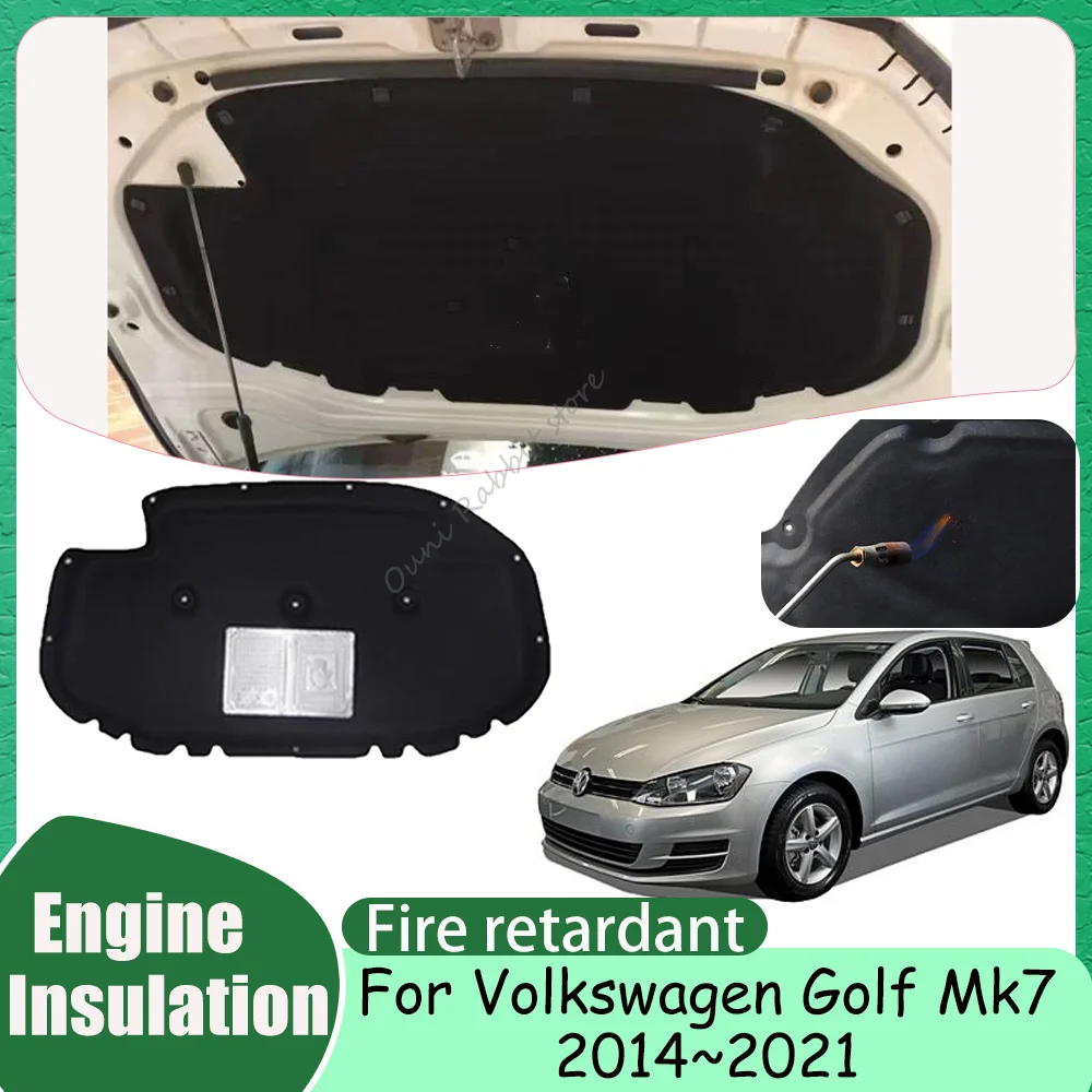 

For Volkswagen VW Golf Mk7 2014~2021 2018 2019 2020 Car Hood Thermal lining Engine Insulation Cotton Soundproof Mat Accessories
