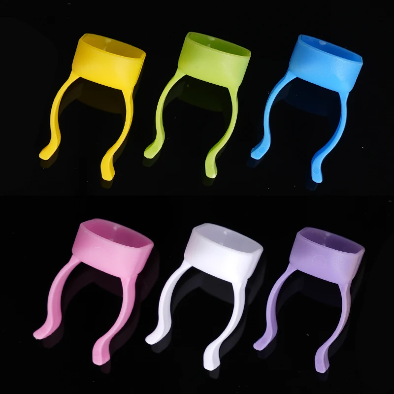 50pcs Dental Mixing Silicone Finger Ring Bowl Cup Plastic Holder Handy Tool for Prophy Paste Random Color Dappen Dish