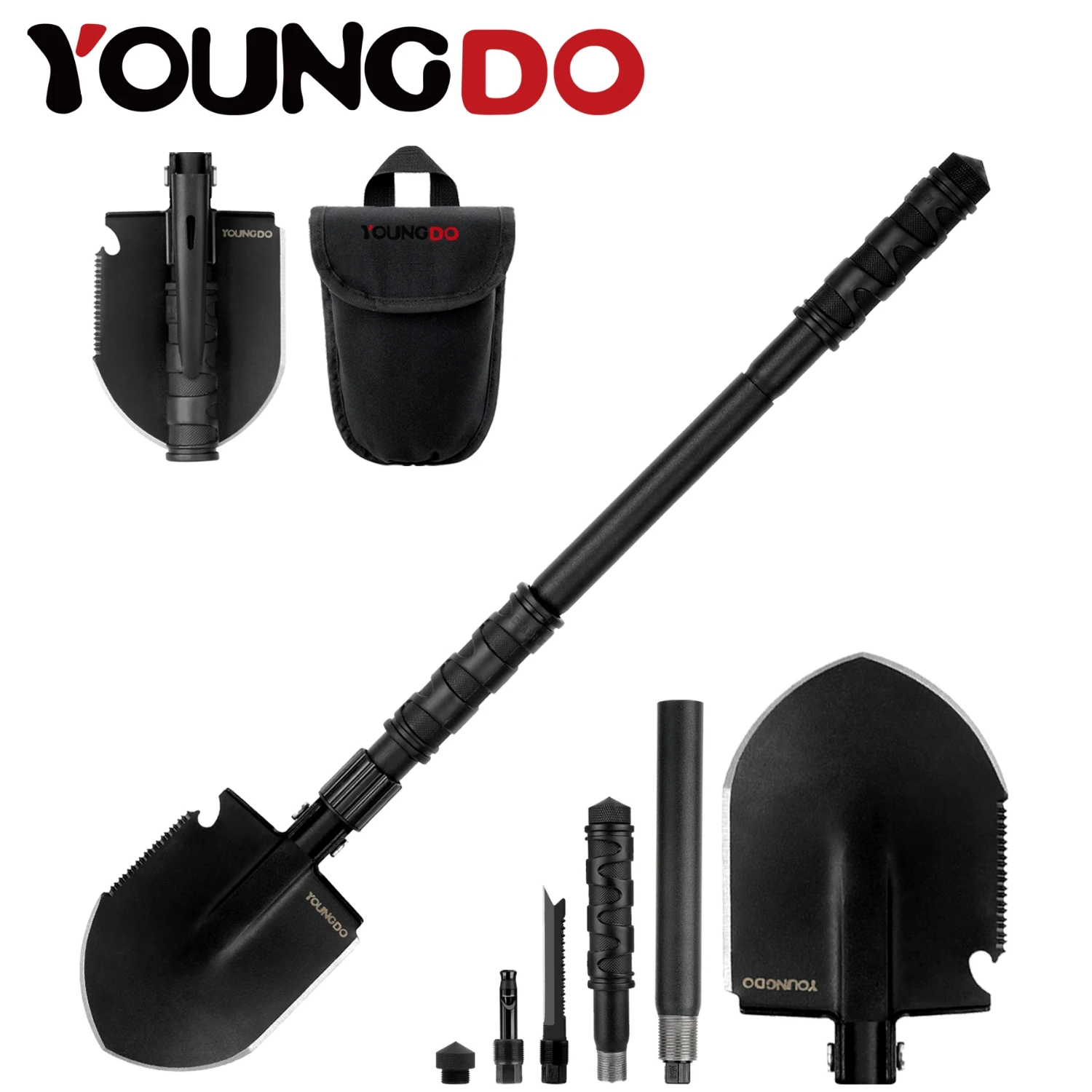 

YOUNGDO Multifunctional Folding Shovel for Camping Garden Hand Tool Set Wild Survival Tactical Spade Saw Outdoor Hiking Trowel