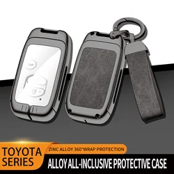 Leather Car Metal Key Case Cover For Toyota Land Cruiser Prado GX VX TXL LC150 LC200 Keychain Interior Protective Accessories