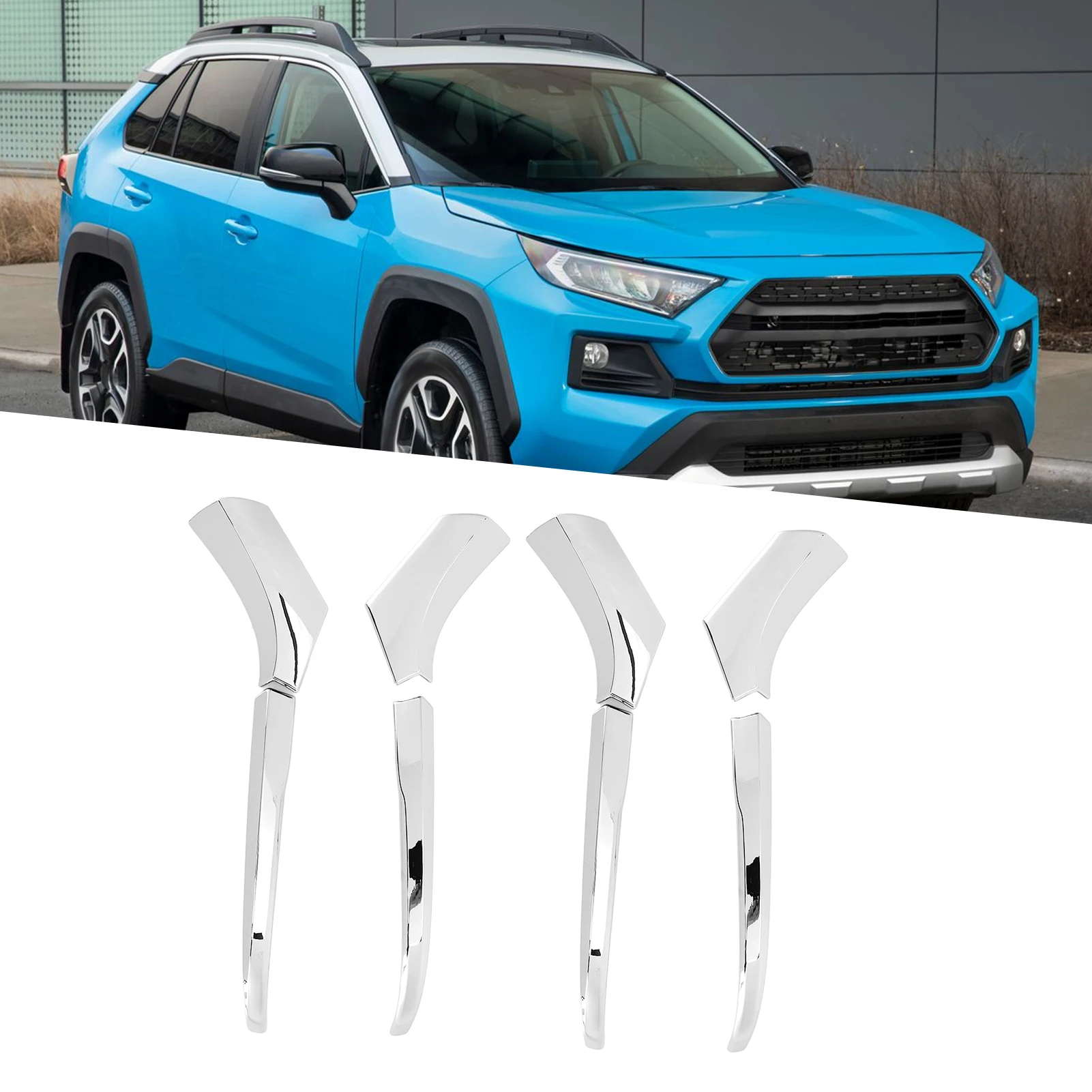 

4pcs Mirror Cover Anti-Scratch Mirror Cap Chrome ABS Mirror Shell For Toyota RAV4 2019-2020 4PCS Stick-On Trim