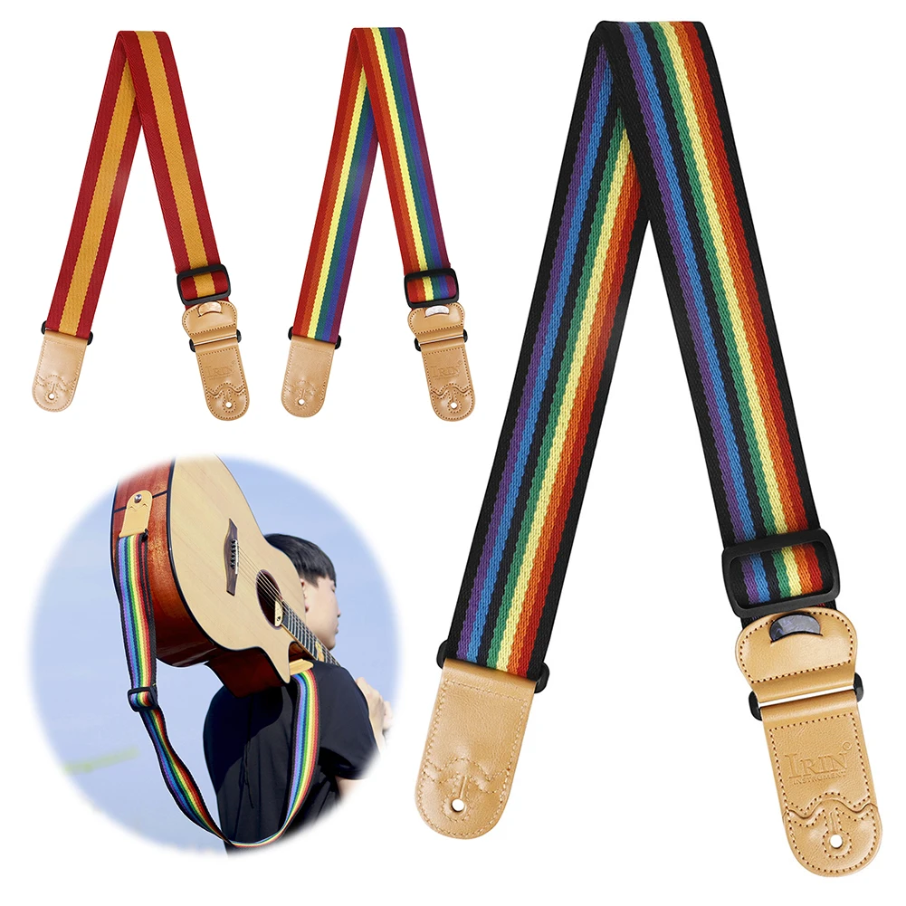 Gitarrengurt, verstellbarer Gitarren-Schultergurt mit Gitarrenplektren und Plektrumtasche, Ukulelengurt für elektrische Akustikgitarre, Bass