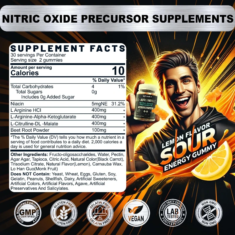 L-citrulline Supplement (60 Vegetarian Capsules) - Endurance, Exercise Performance - Men's Supplement
