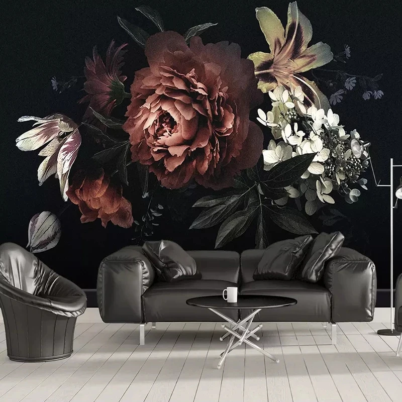 Customized Wallpaper Simple 3D Peony Lily Hand-painted Flower Mural Bedroom Living room sofa TV background wall restaurant Hotel