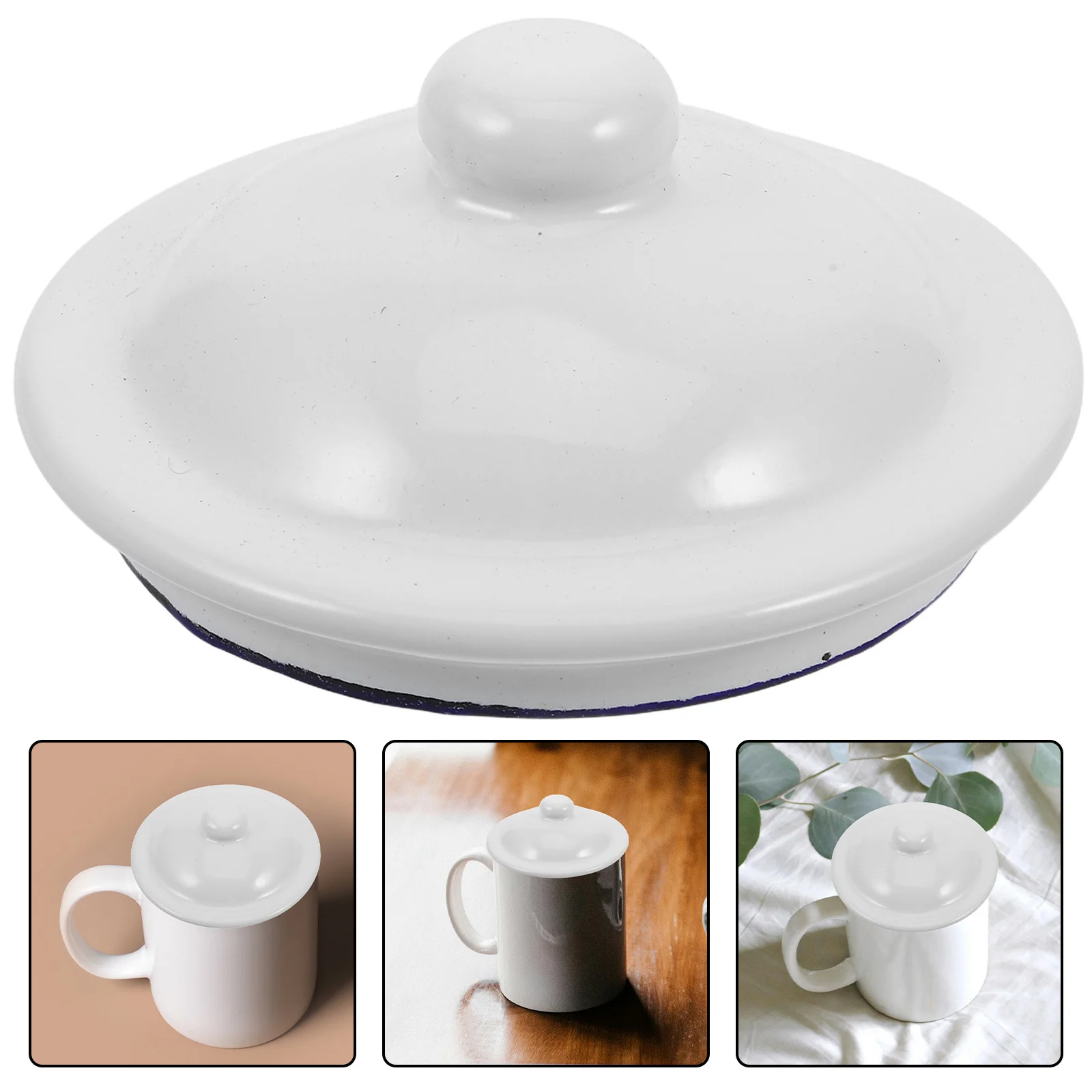 

4Pcs Enamel Cup Lid Covers Large Round Replacement Tea Kettle Lid Universal Fit Kitchen Teaware for Home Restaurant