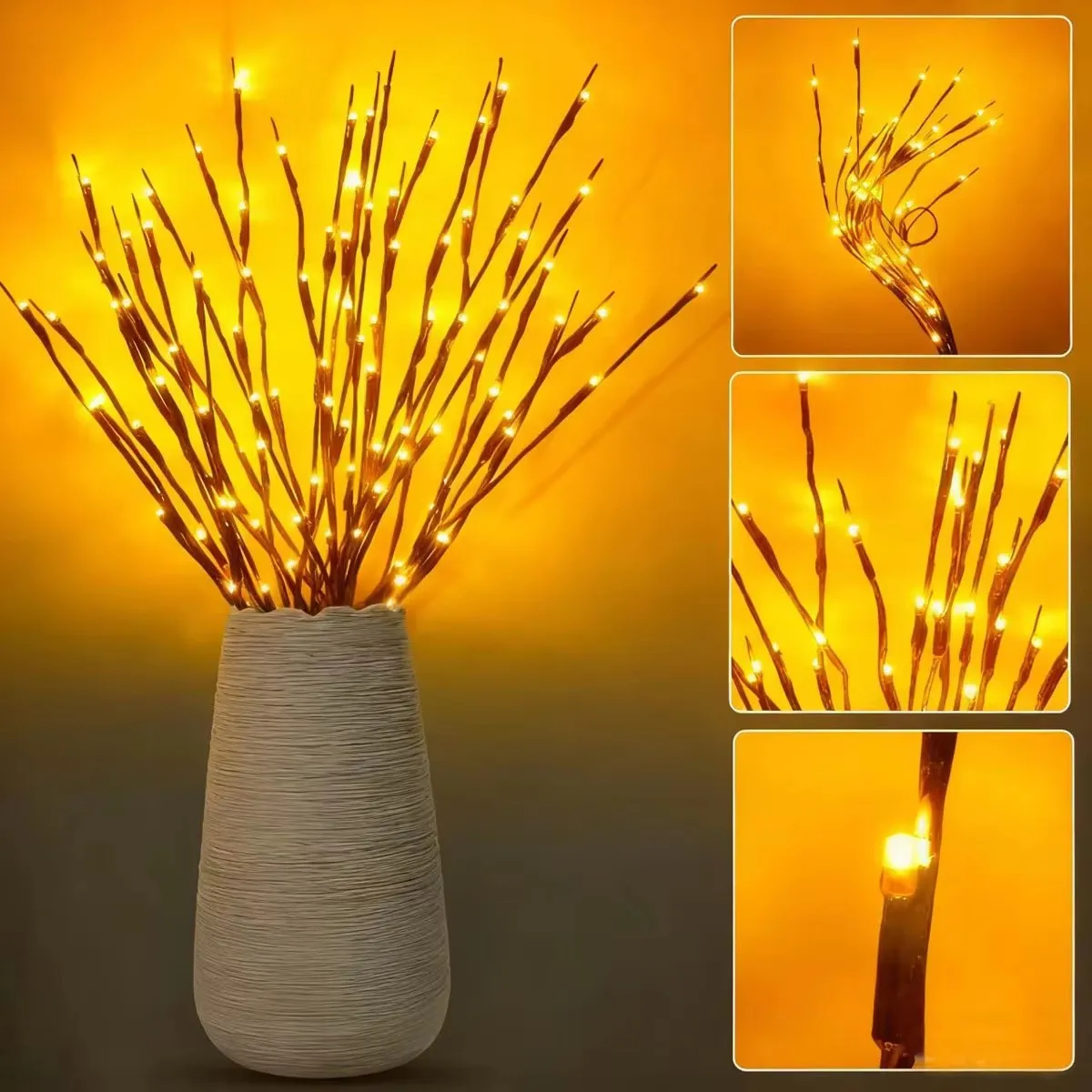 1pcs Willow Branch Lamp 20 LED Room Ramadan Decoration 2026 Lights Tall Vase Filler For Party DIY String Garland Home Lights