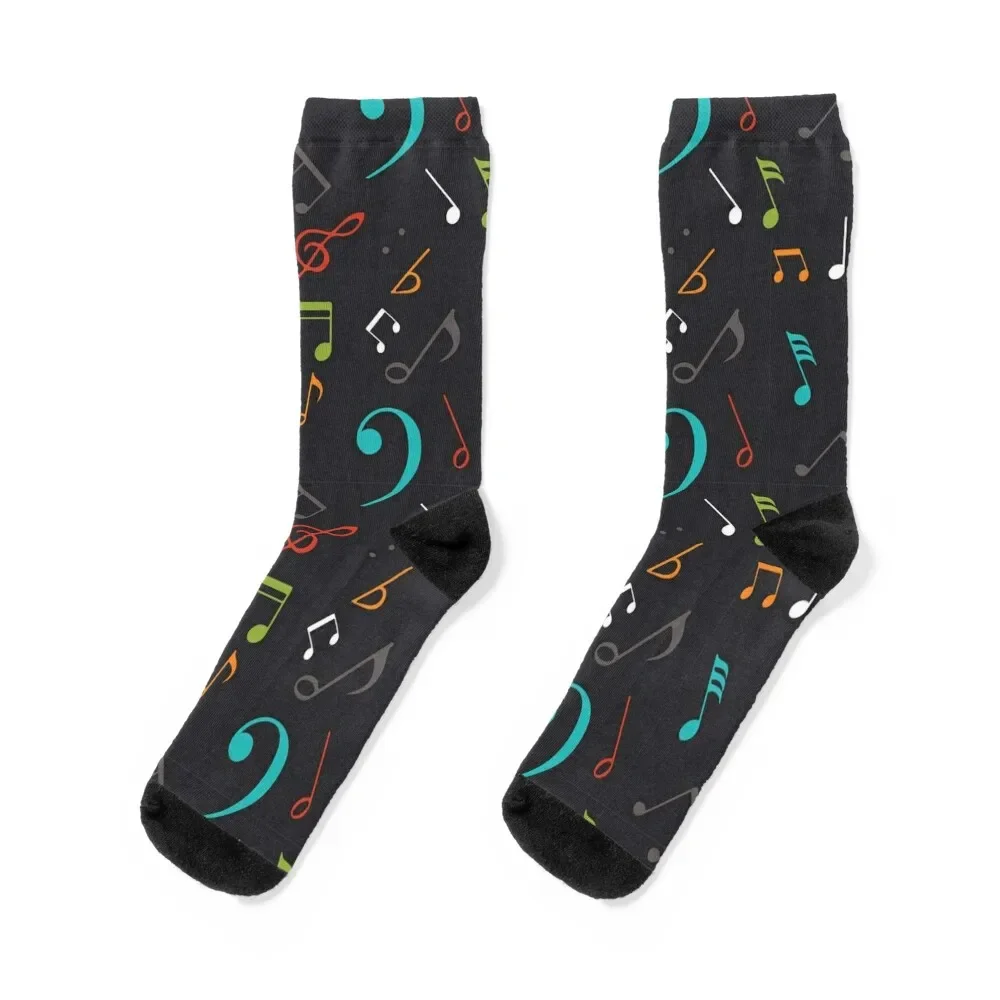 

Colorful musical notes and treble clef symbols seamless pattern Socks designer hockey winter basketball Socks Ladies Men's