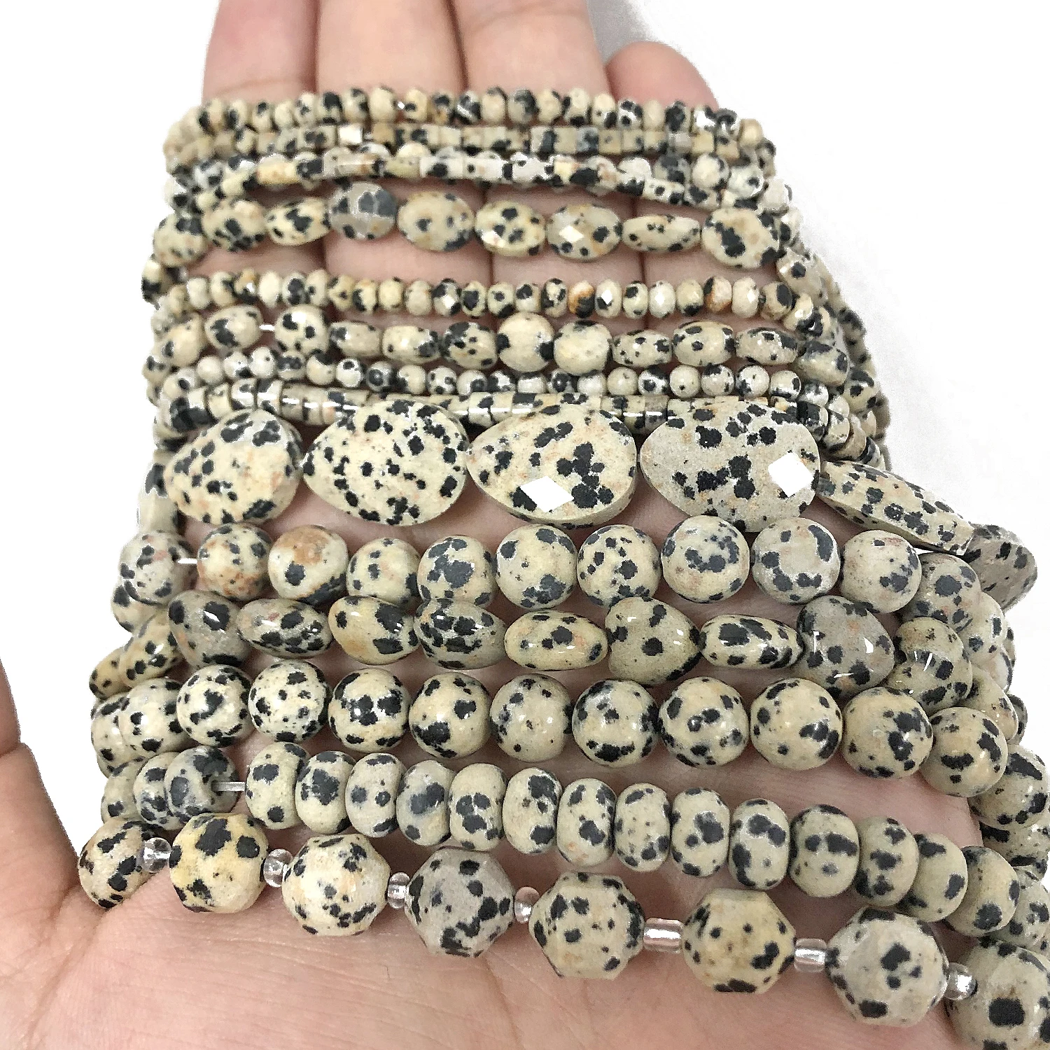 34 Types Yellow Dalmatians Jasper Bead Natural Stone Round Cube Faceted Rondelle Loose Beads for Jewelry Making Charms Bracelets
