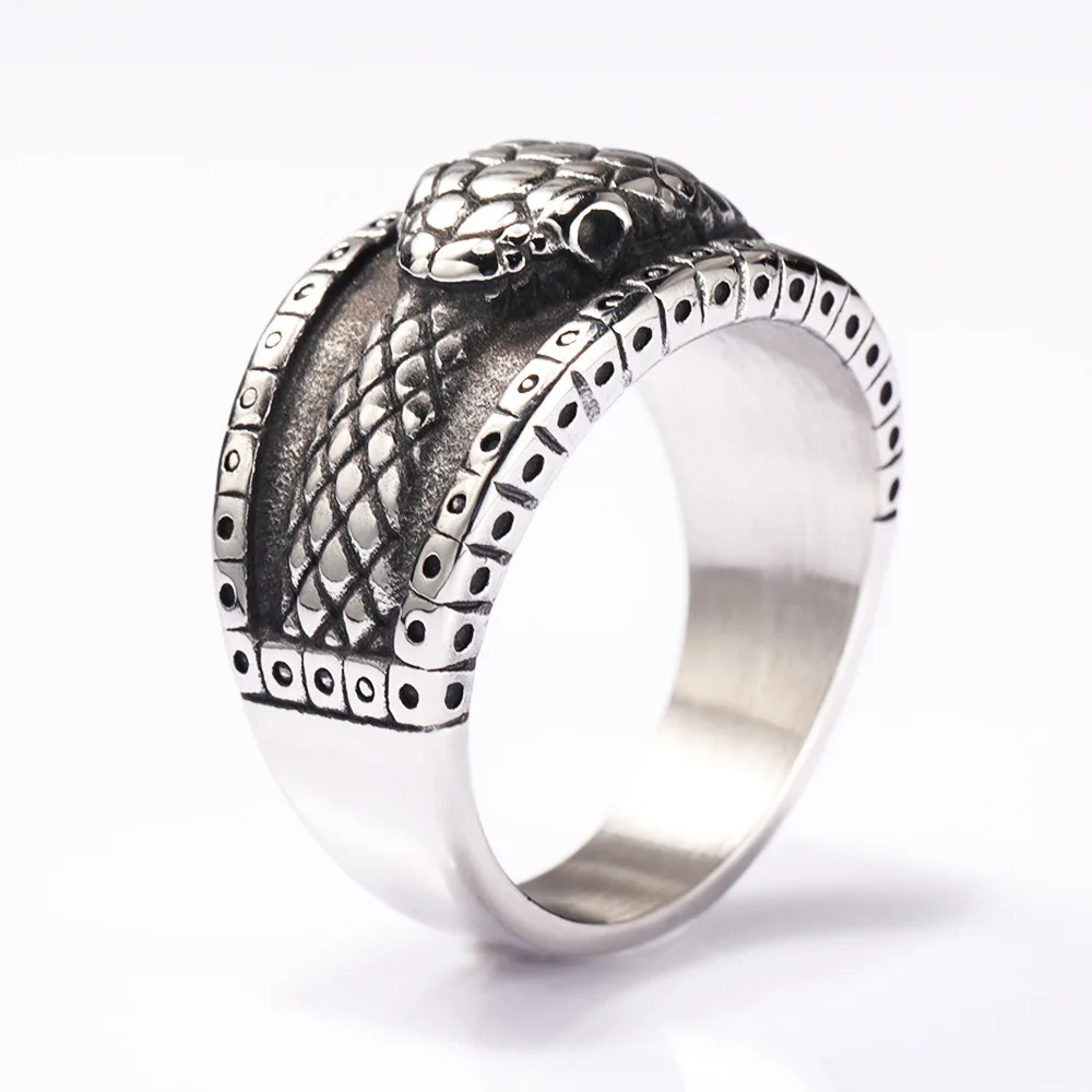 Retro Serpent Snake Ring 316L Stainless Steel Mamba Spirit Fashion Unisex Jewellery