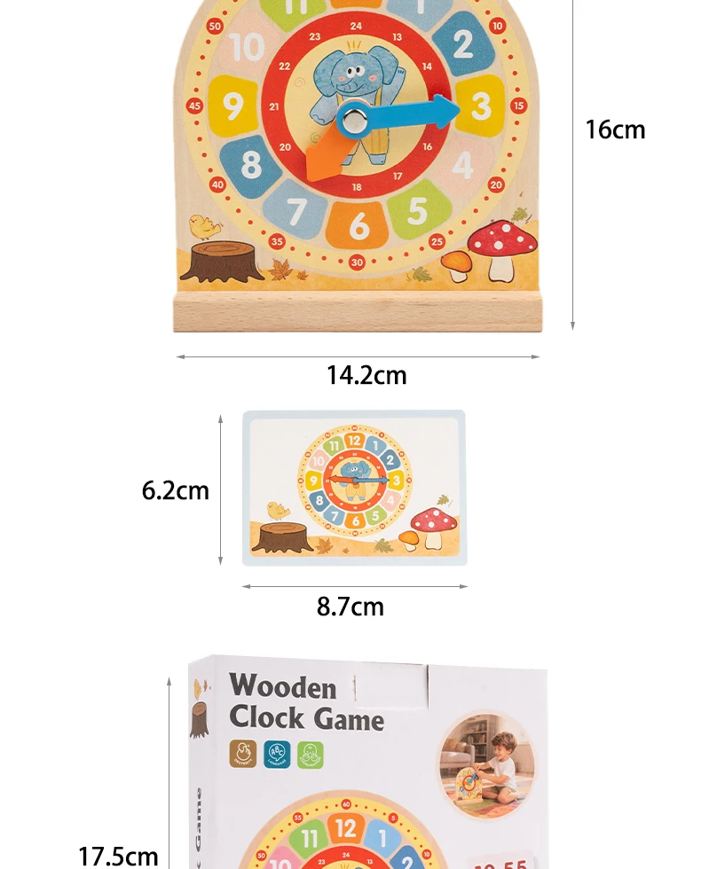 Hölzerne Digitaluhr Lehrmittel Uhrmodelle Puzzle Kinderspielzeug zur Zeitverständnis-Förderung – Detail 11