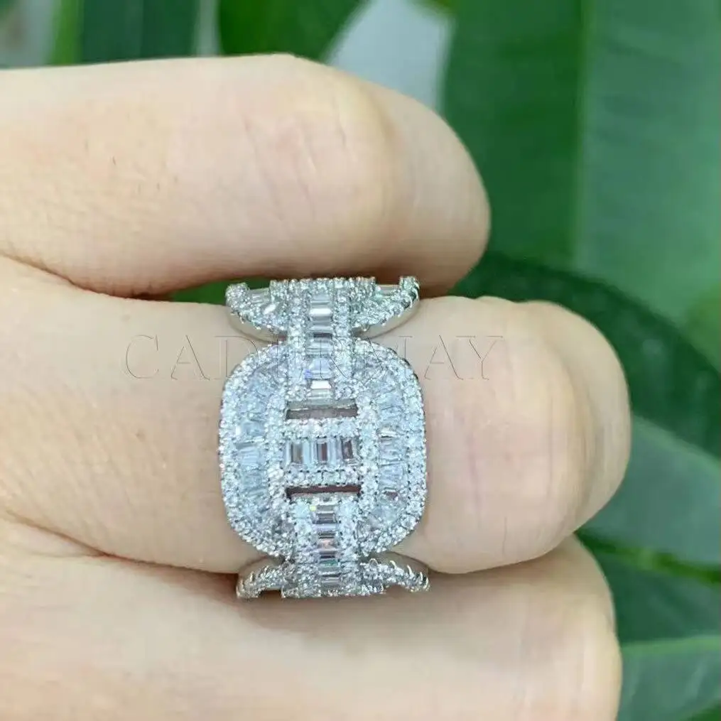 DVVS 13.5mm Wide New Design Hip Hop Ring Moissanite Pass Diamond Tester Silver925 10k 14k 18k Cuban Rings Band