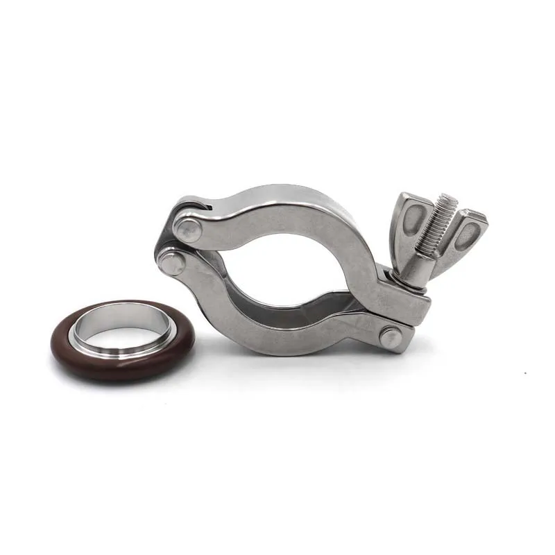 KF16 KF25 KF40 KF50 SS304304 Stainless Steel Vacuum Clamp Quick Pipe Fitting With 304 Bracket FKM O-ring