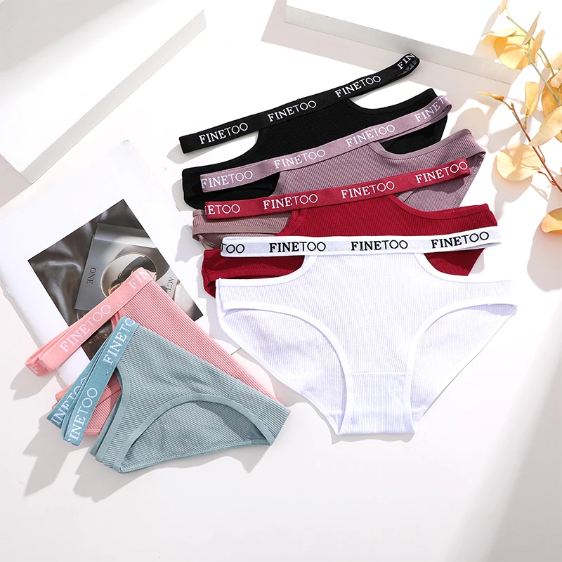 FINETOO 5PCS/Set Double Strap S-XL Women Cotton Panties Underwear Sexy Lingerie Underpant For Woman Female Intimates Girl Pantys