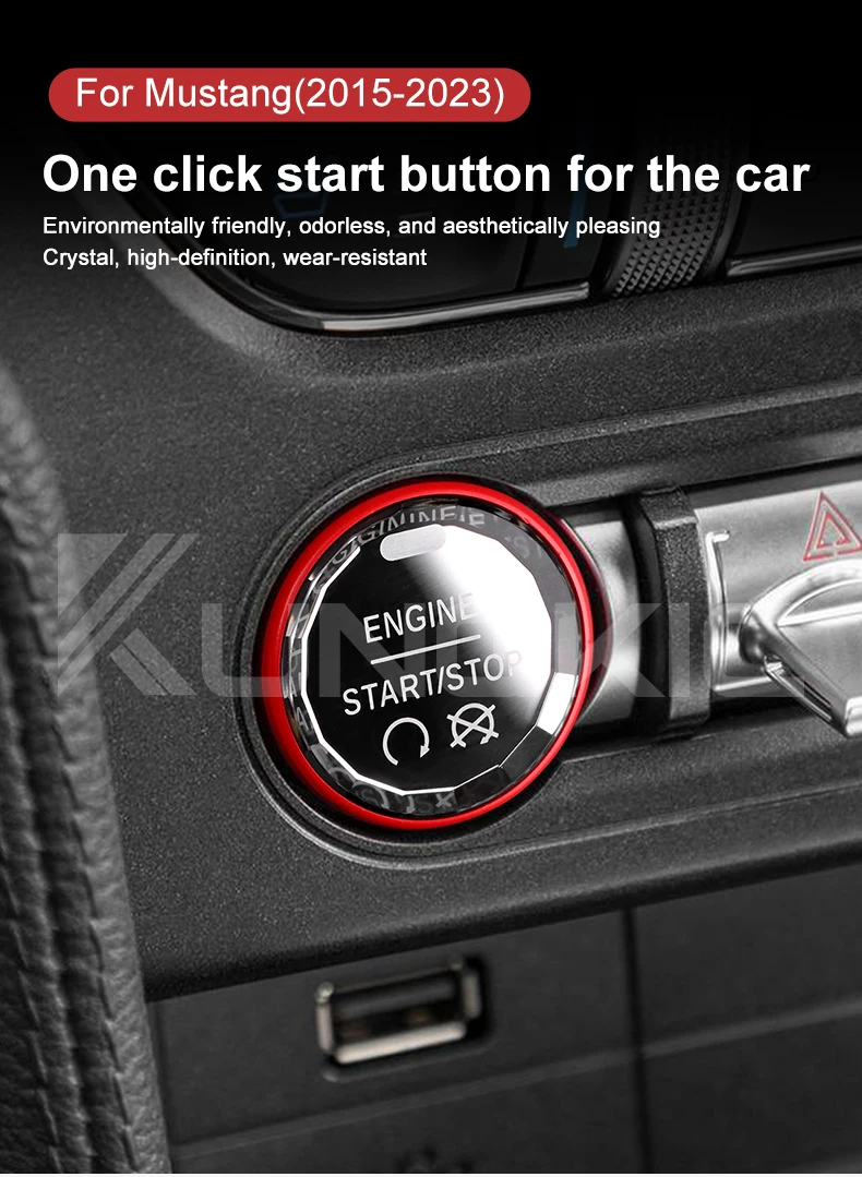 Auto-Start-Motor-Stoppschalter Zündknopf Ersatz für Ford Mustang 2015 2016 2017 2018 2019 2020 2021 2022 2023 – Detail 1