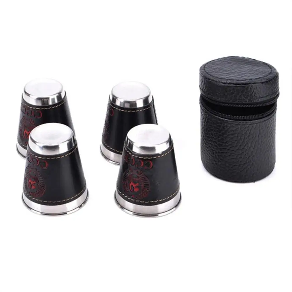 4Pcs Outdoor Practical Travel Stainless Steel Cups Mini Set Glasses For Whisky Wine With Case Portable Drinkware 30ml/70ml