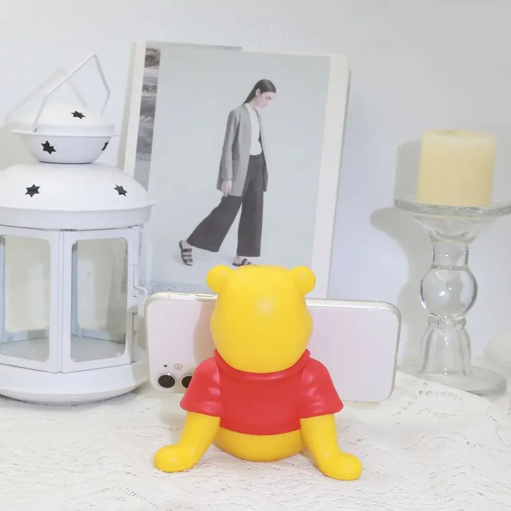 Funny Winnie The Pooh Phone Stand Holder for Desk Cute Bear Shape Universal Tablet Stand Dorm Room Decor Study Binge Watching - view 3