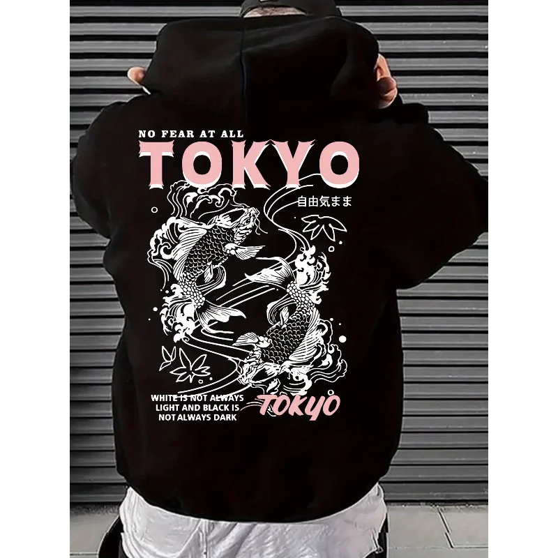 Japan Tokyo Comic Fish Print Herren Damen Pullover Kapuzenpullover Harajuku Retro Casual Sport Frühling-Herbst-Winter Langarm-Sweatshirt