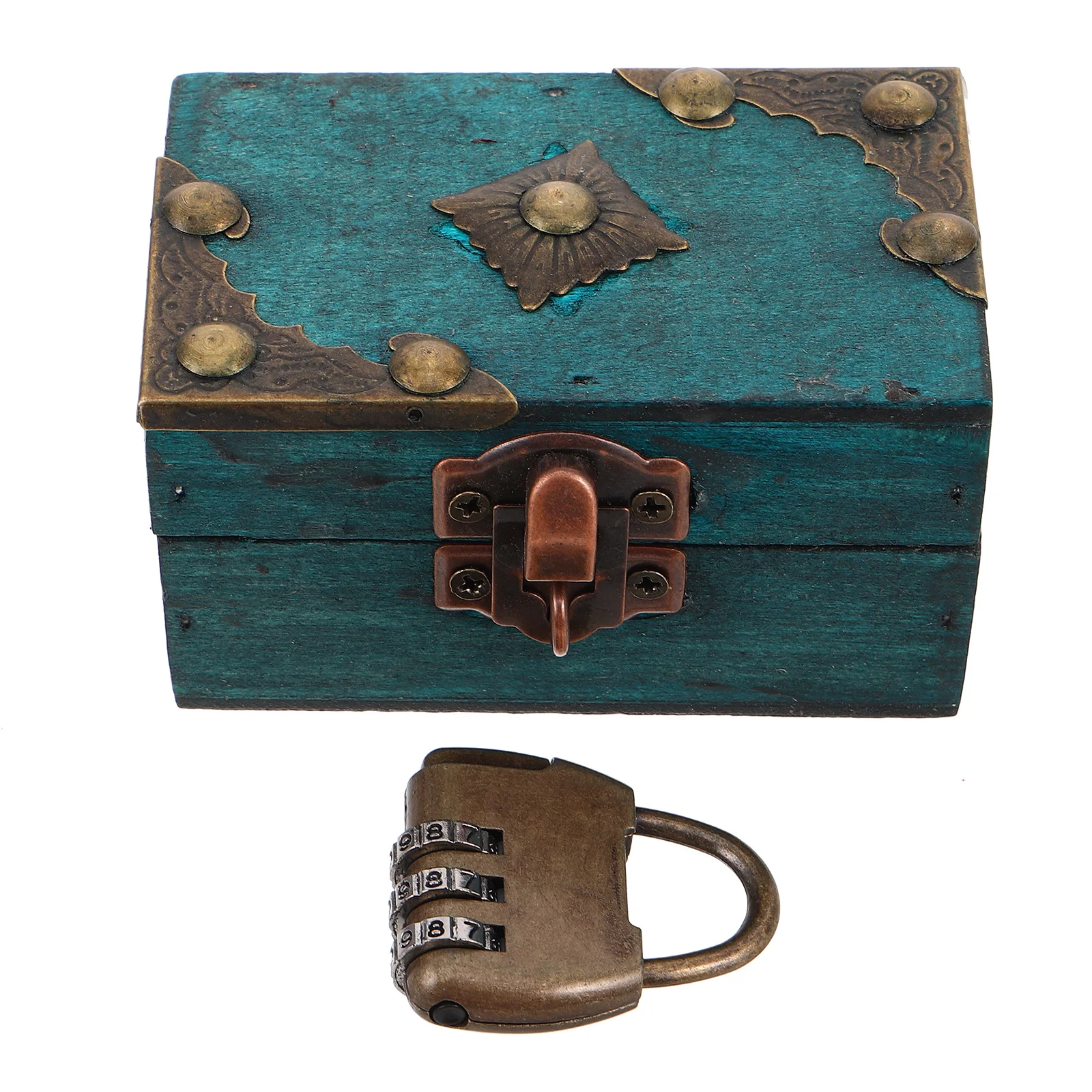 5pcs Set of 5 Vintage Treasure Chest Organizer Wood Jewelry Storage Case Handheld Boxes for Women