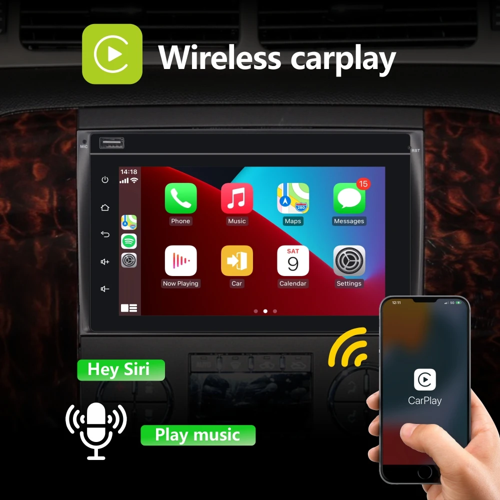 Car Radio with Wireless Carplay Android Auto for GMC Chevy Silverado Buick with 7